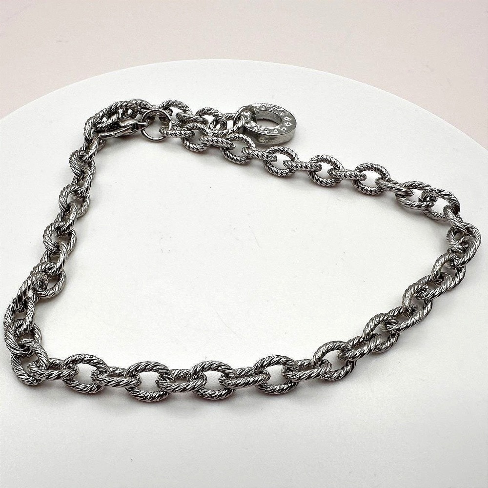 Vintage 90s Silver Tone Rope Twist Link Chain Bracelet‎ Chunky Fashion Jewelry
